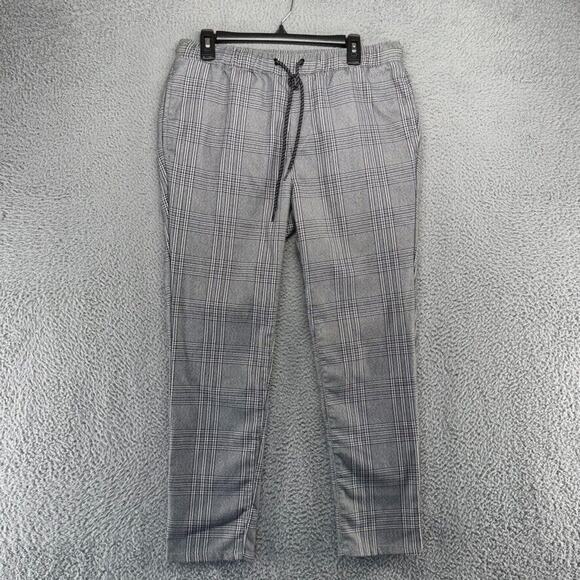 Pacsun Dress Pants Men's medium Gray Black Houndstooth Elastic Waist Casual Flat - Picture 1 of 11